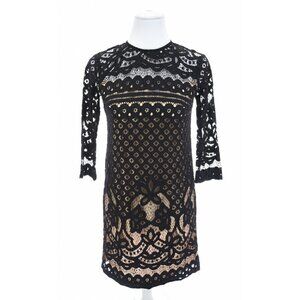 B Darlin Black Crochet Scalloped Lace Overlay Shift Dress Sz 1/2